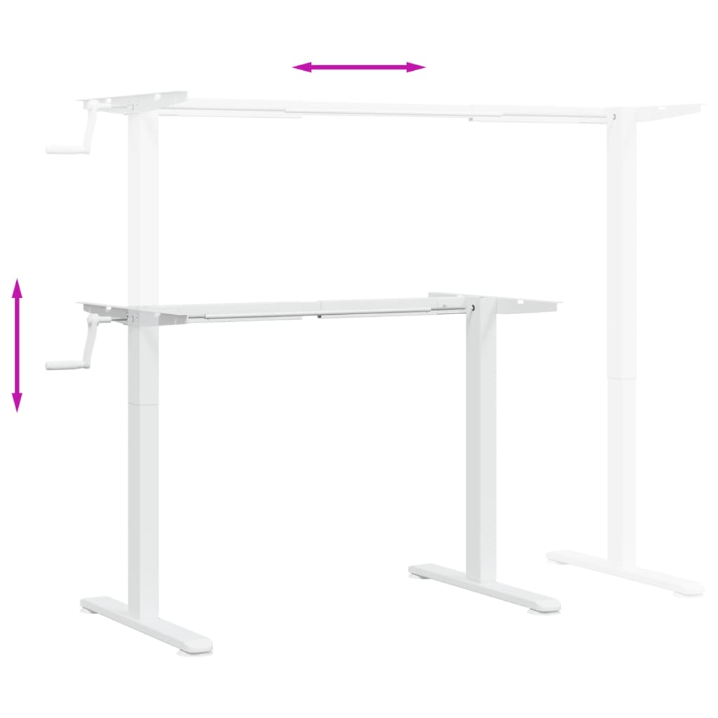 Stående ramme for skrivebord hvit (94-135)x60x(70-114) cm stål