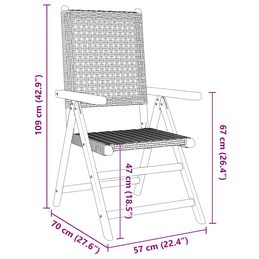 Hagestoler 2 stk beige heltre akasie og polyrotting