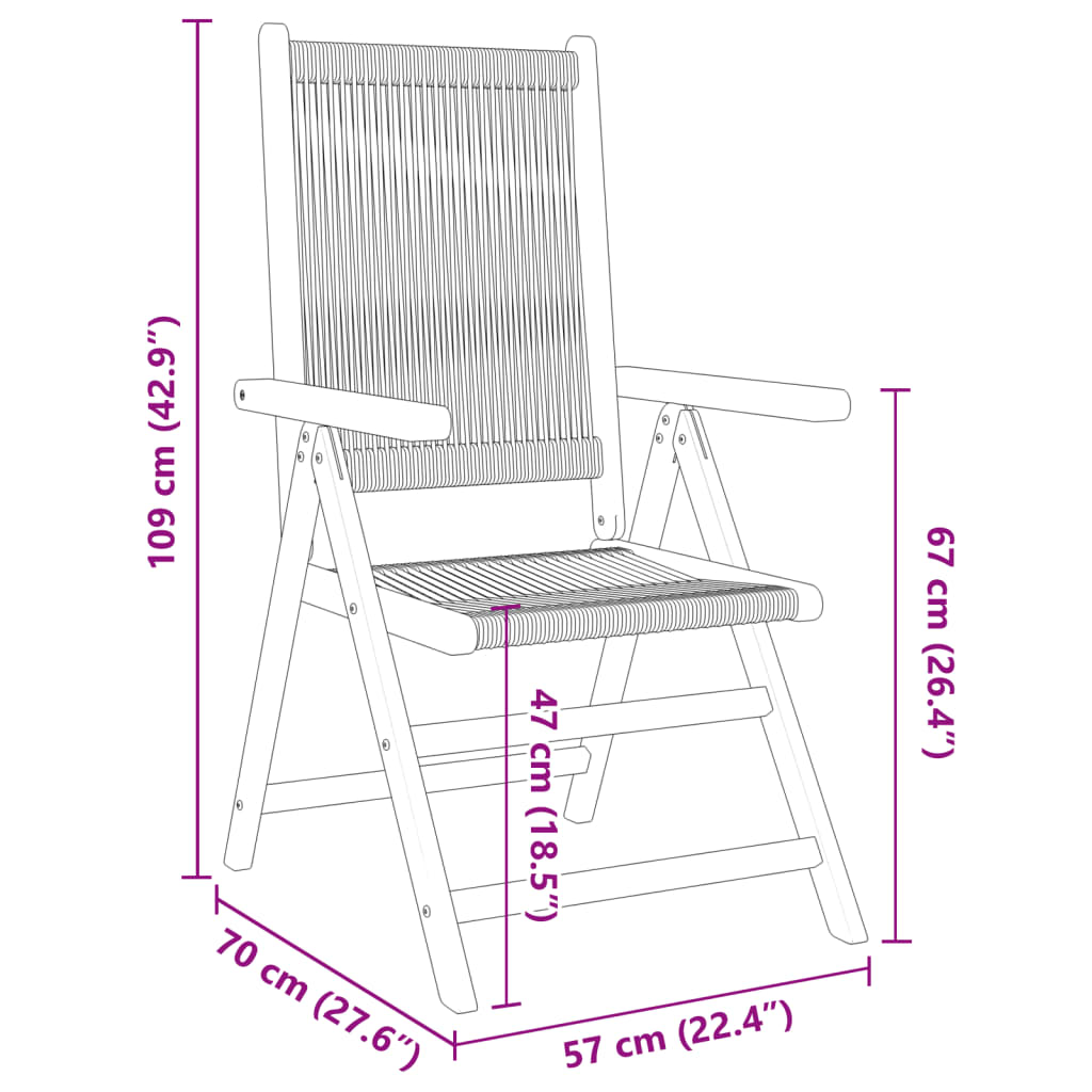 Hagestoler 2 stk beige heltre akasie og polypropylen