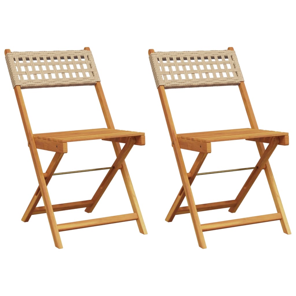 Bistrostoler 2 stk beige heltre akasie og polyrotting