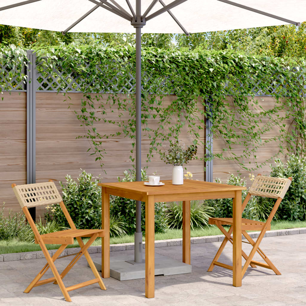 Bistrostoler 2 stk beige heltre akasie og polyrotting