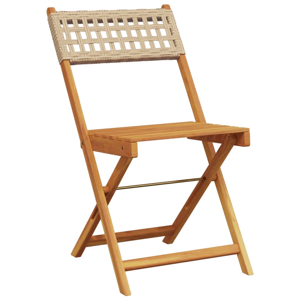 Bistrostoler 2 stk beige heltre akasie og polyrotting