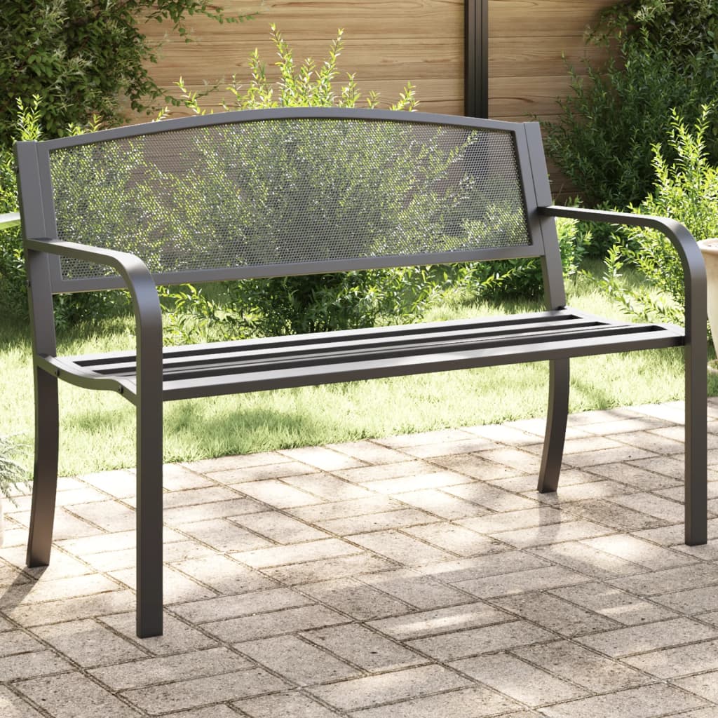 Hagebenk 119 cm svart stål vidaXL