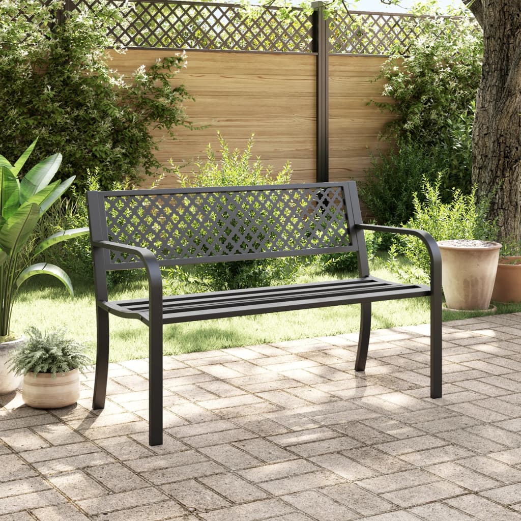 Hagebenk 119 cm svart stål vidaXL