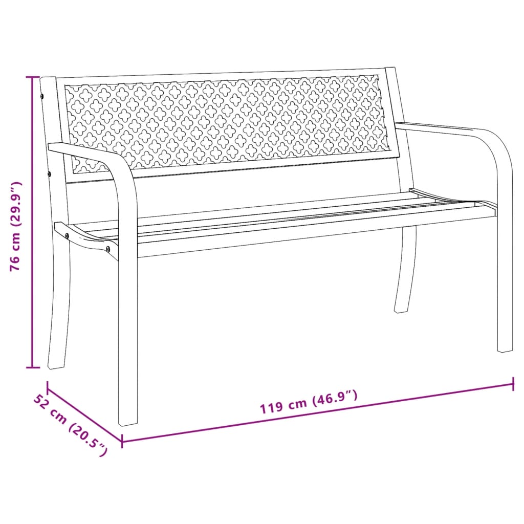Hagebenk 119 cm svart stål vidaXL