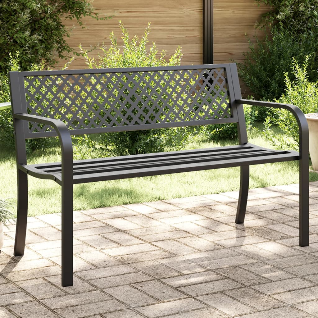 Hagebenk 119 cm svart stål vidaXL