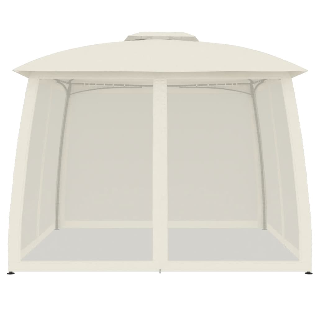 Paviljong dobbelttak og nettingvegger kremhvit 2,93x2,93 m stål