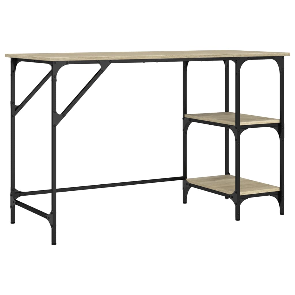 Skrivebord sonoma eik 120x50x75 cm metall og konstruert tre