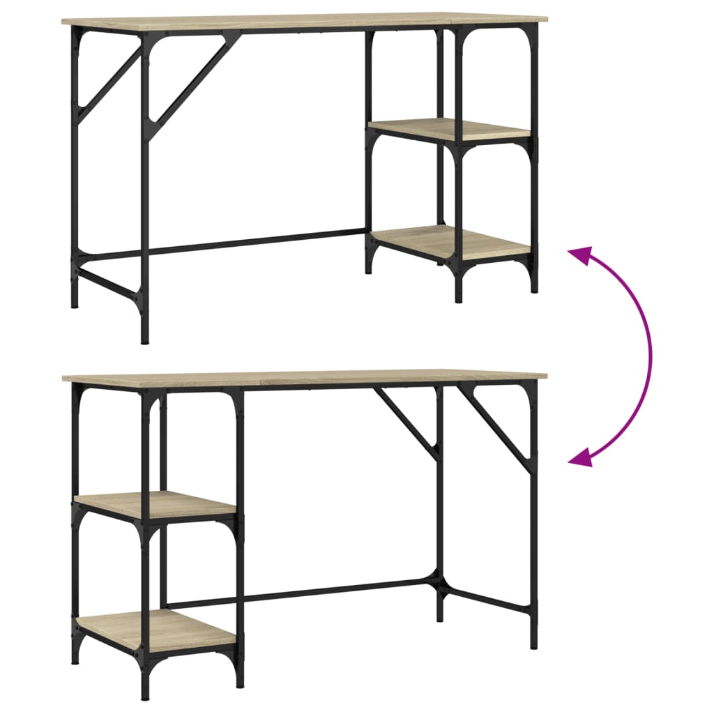 Skrivebord sonoma eik 120x50x75 cm metall og konstruert tre