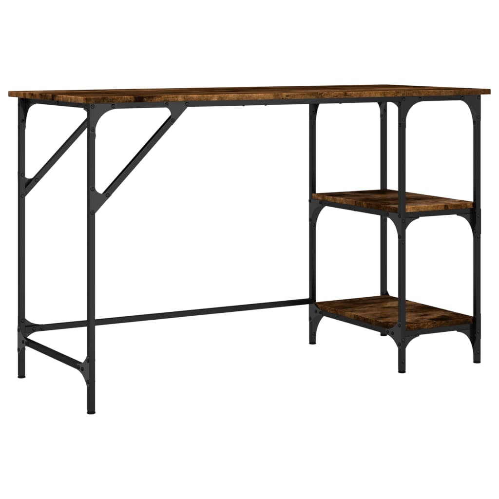 Skrivebord røkt eik 120x50x75 cm metall og konstruert tre