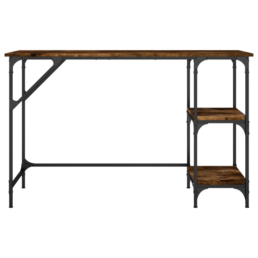 Skrivebord røkt eik 120x50x75 cm metall og konstruert tre
