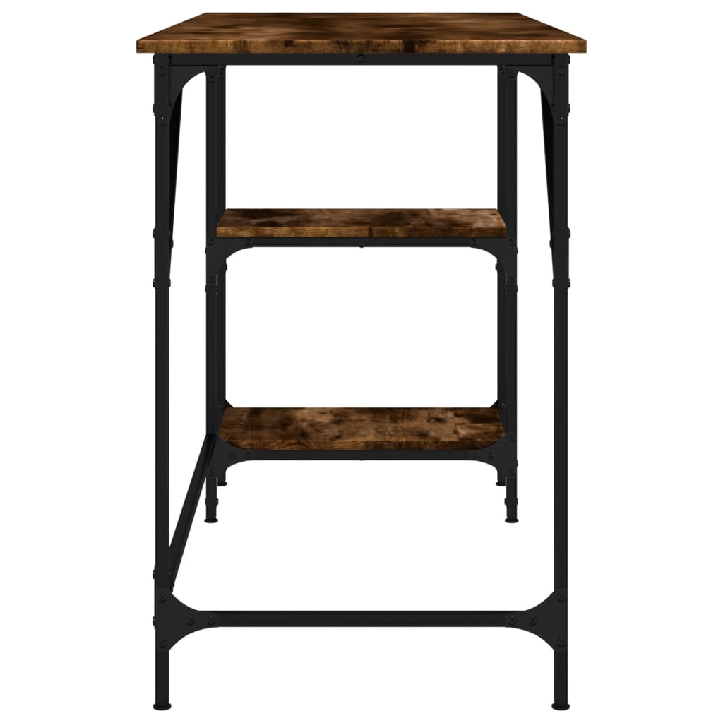 Skrivebord røkt eik 120x50x75 cm metall og konstruert tre