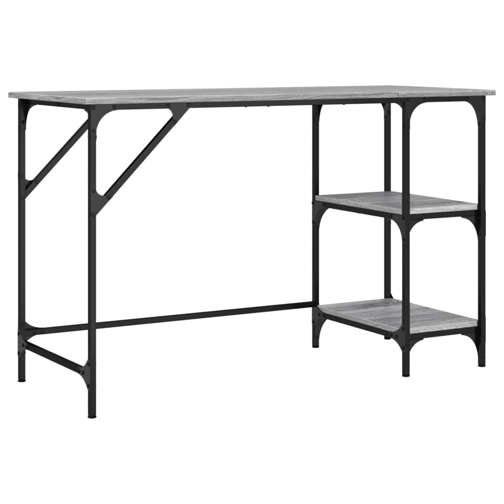 Skrivebord grå sonoma 120x50x75 cm metall og konstruert tre