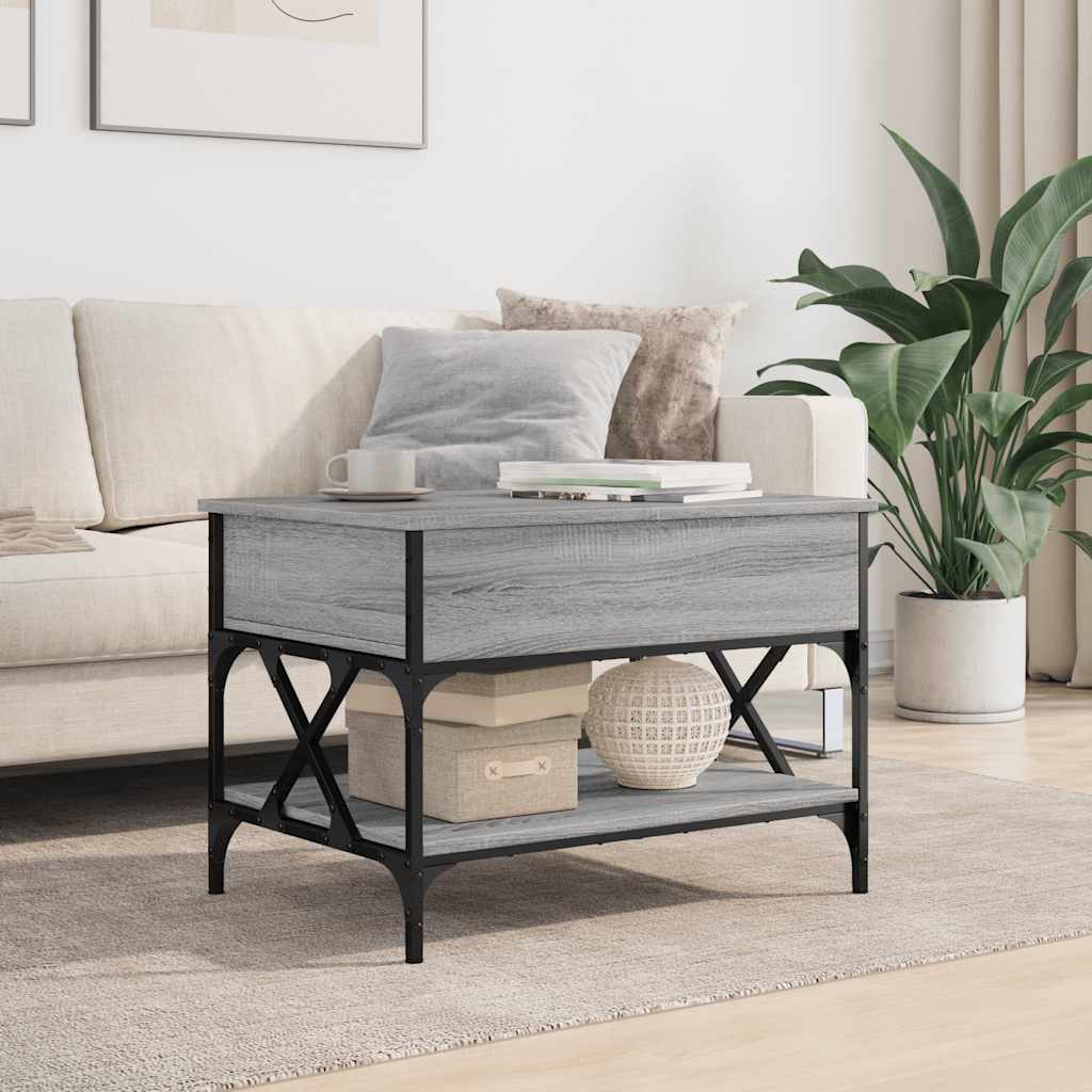 Salongbord grå sonoma 70x50x50 cm konstruert tre og metall