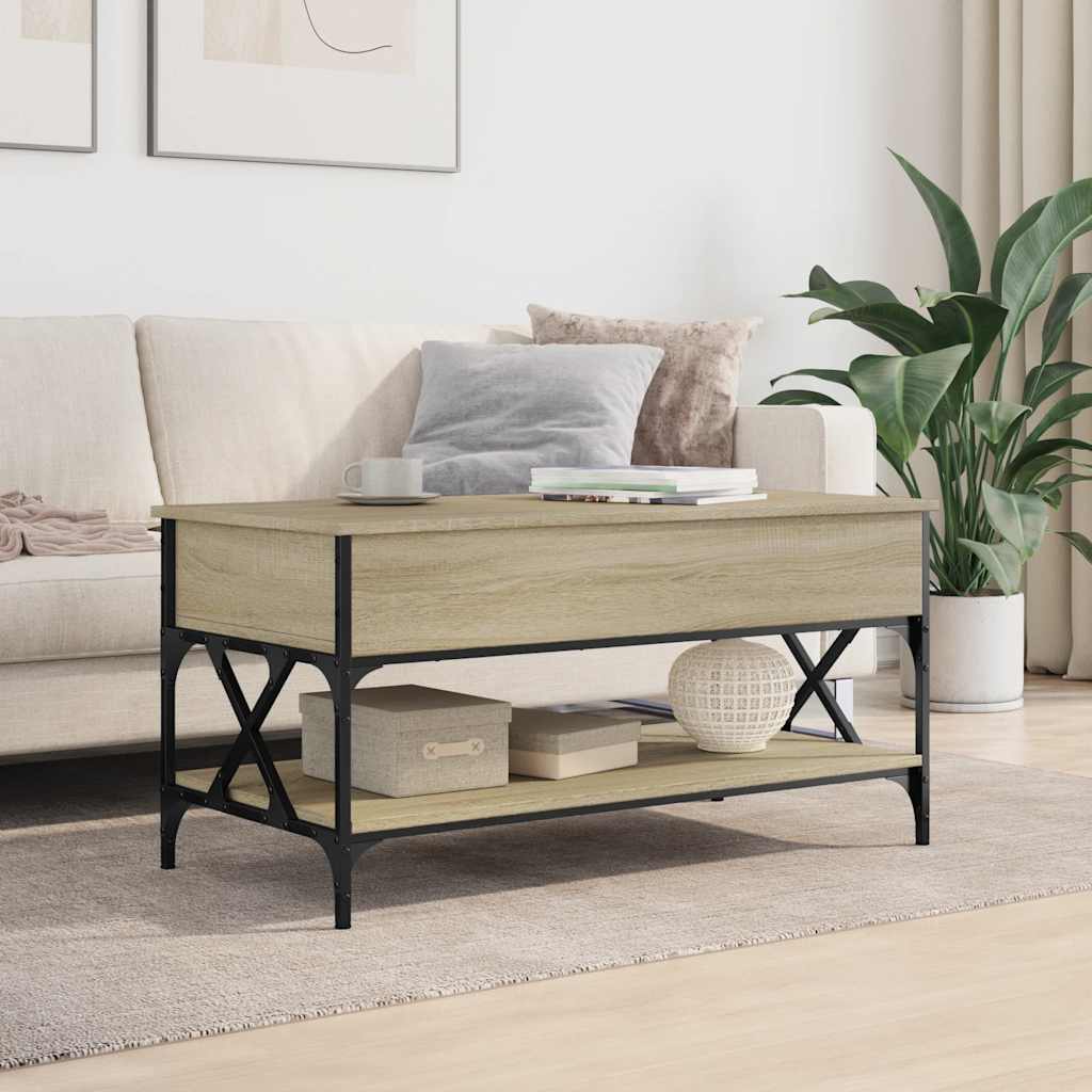 Salongbord sonoma eik 100x55x50 cm konstruert tre og metall