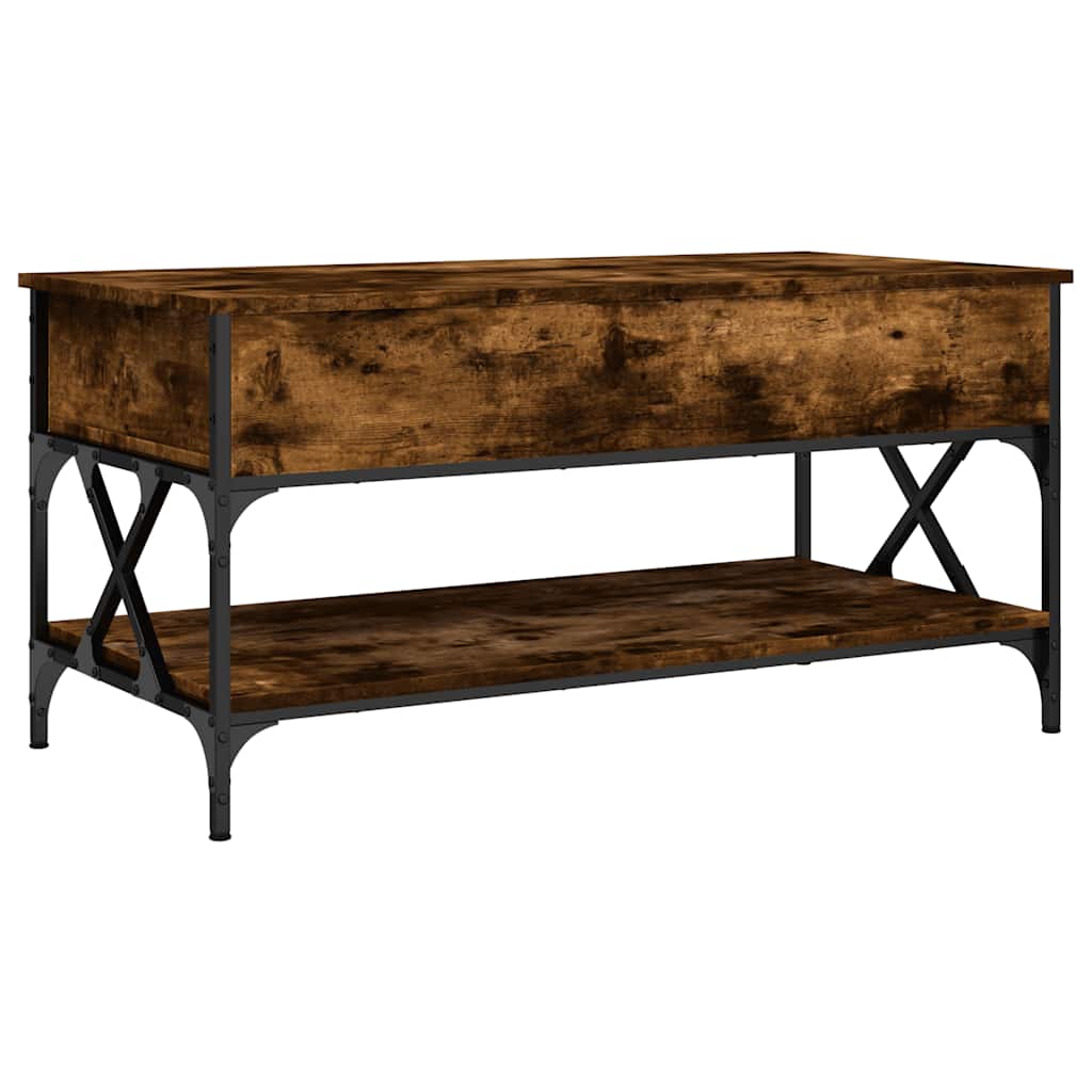 Salongbord røkt eik 100x55x50 cm konstruert tre og metall