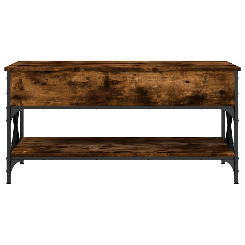 Salongbord røkt eik 100x55x50 cm konstruert tre og metall