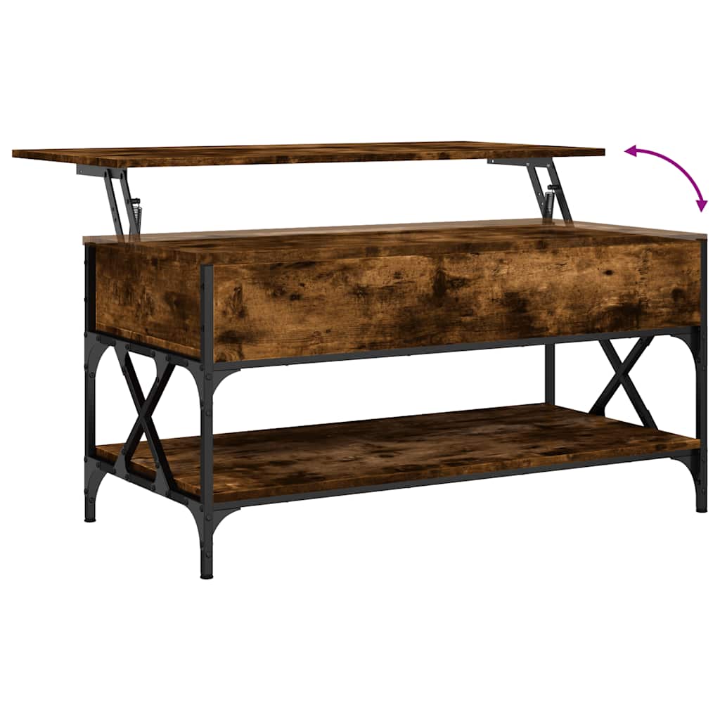 Salongbord røkt eik 100x55x50 cm konstruert tre og metall