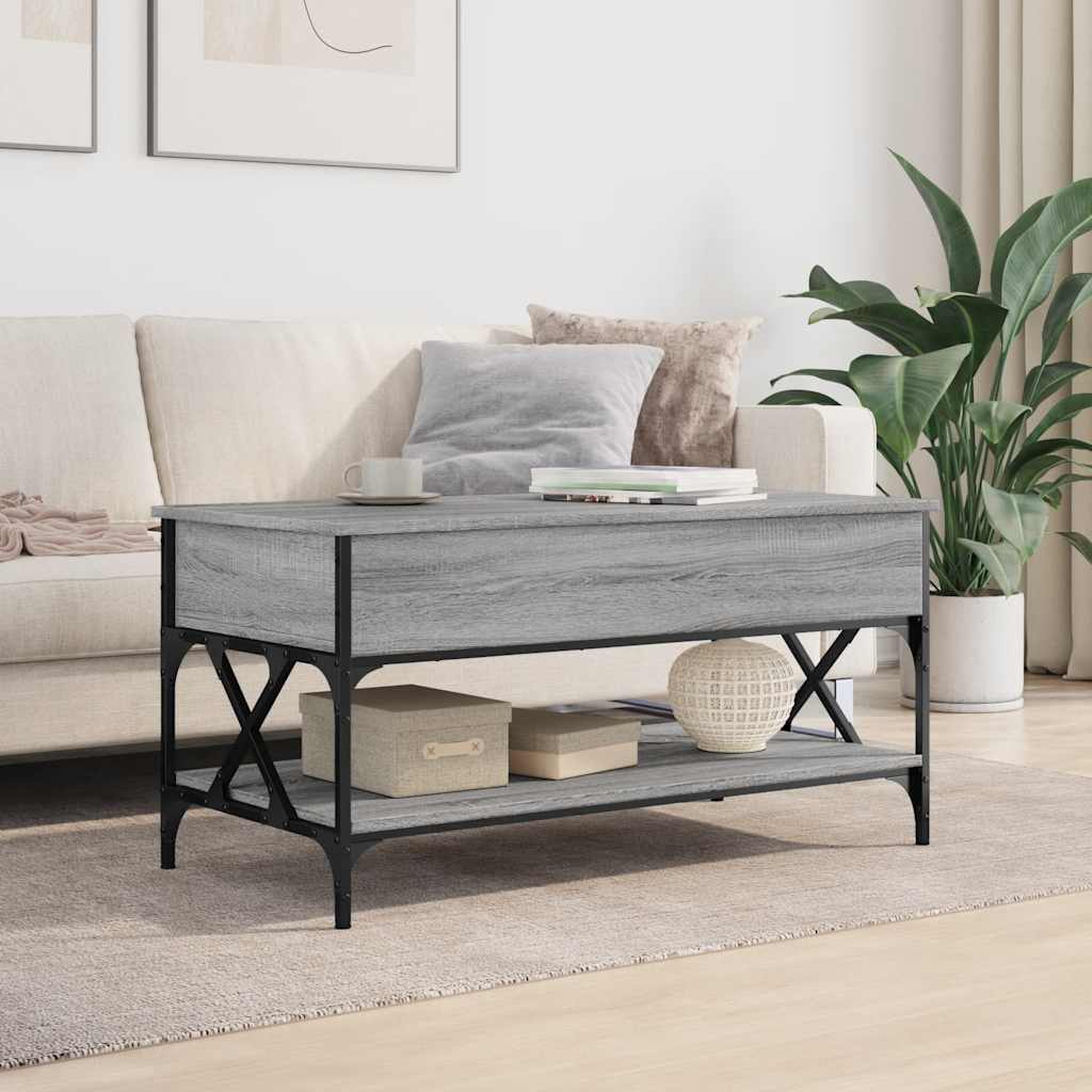 Salongbord grå sonoma 100x55x50 cm konstruert tre og metall