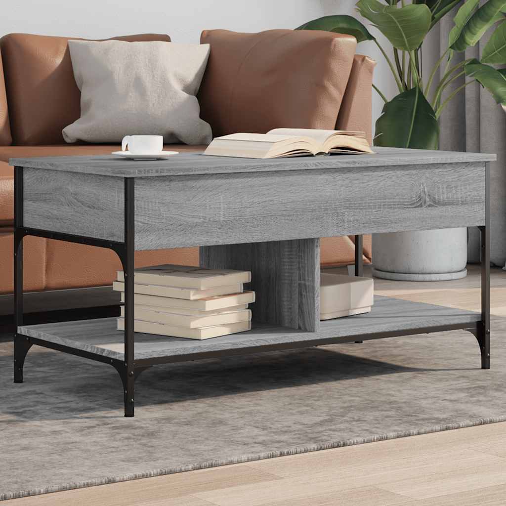 Salongbord grå sonoma 100x55x50 cm konstruert tre og metall vidaXL