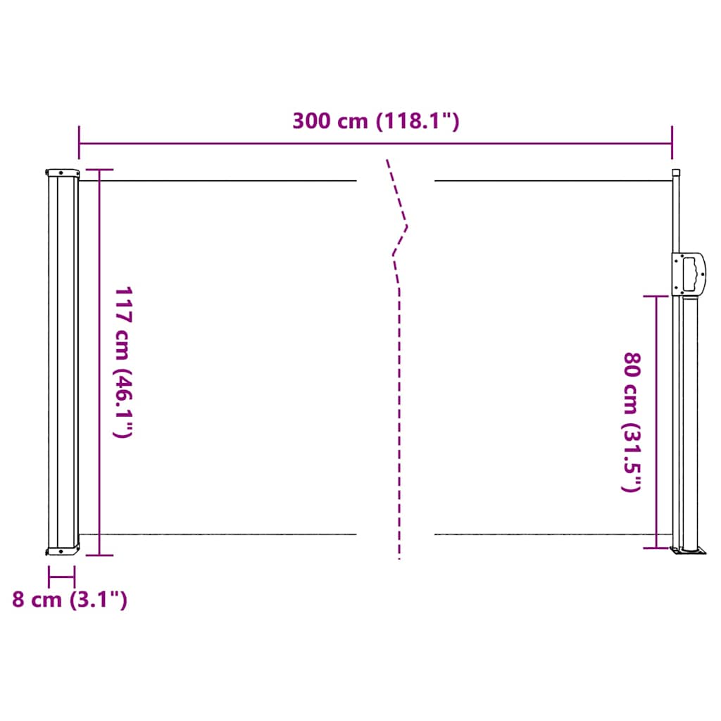 Uttrekkbar sidemarkise beige 117x300 cm vidaXL