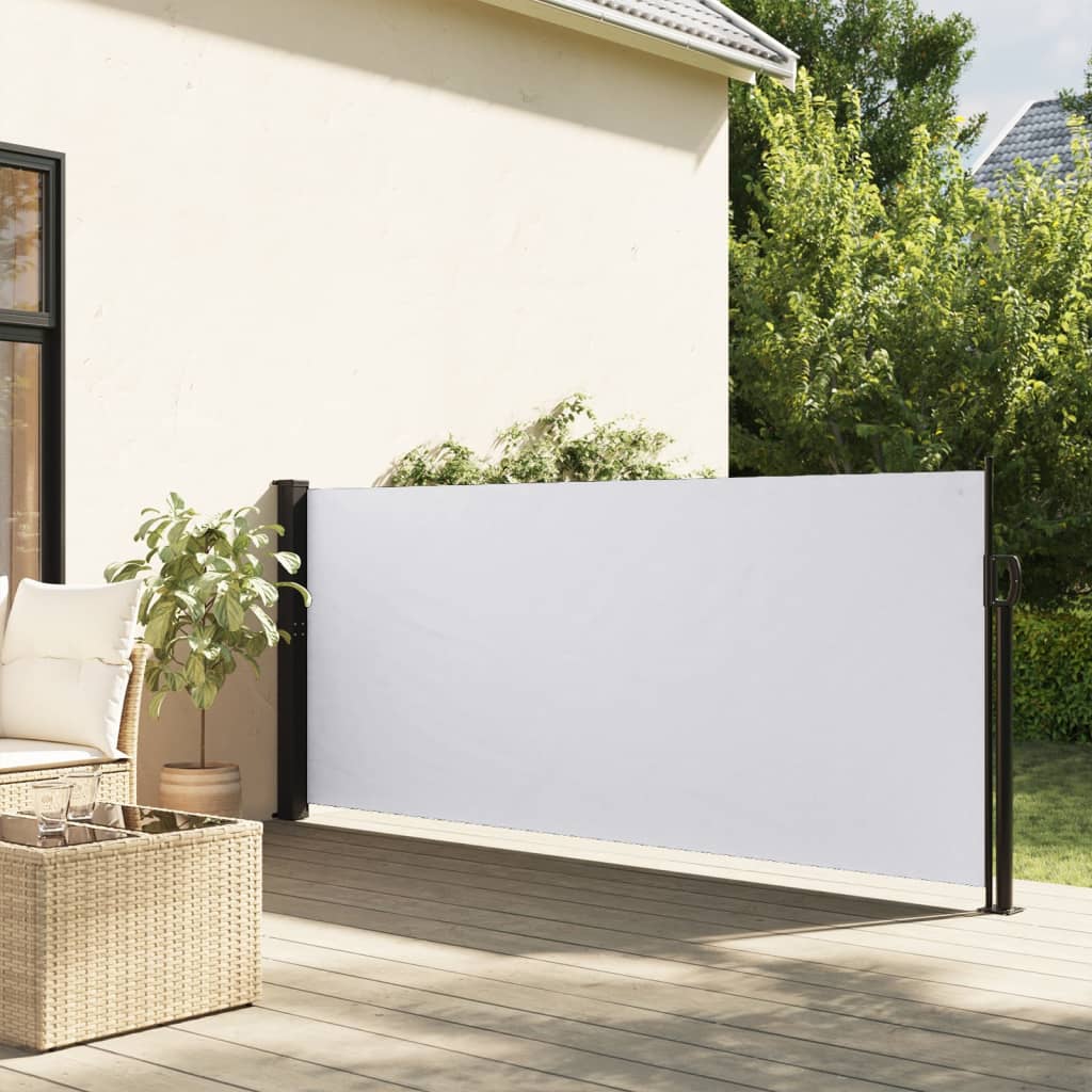 Uttrekkbar sidemarkise hvit 117x300 cm