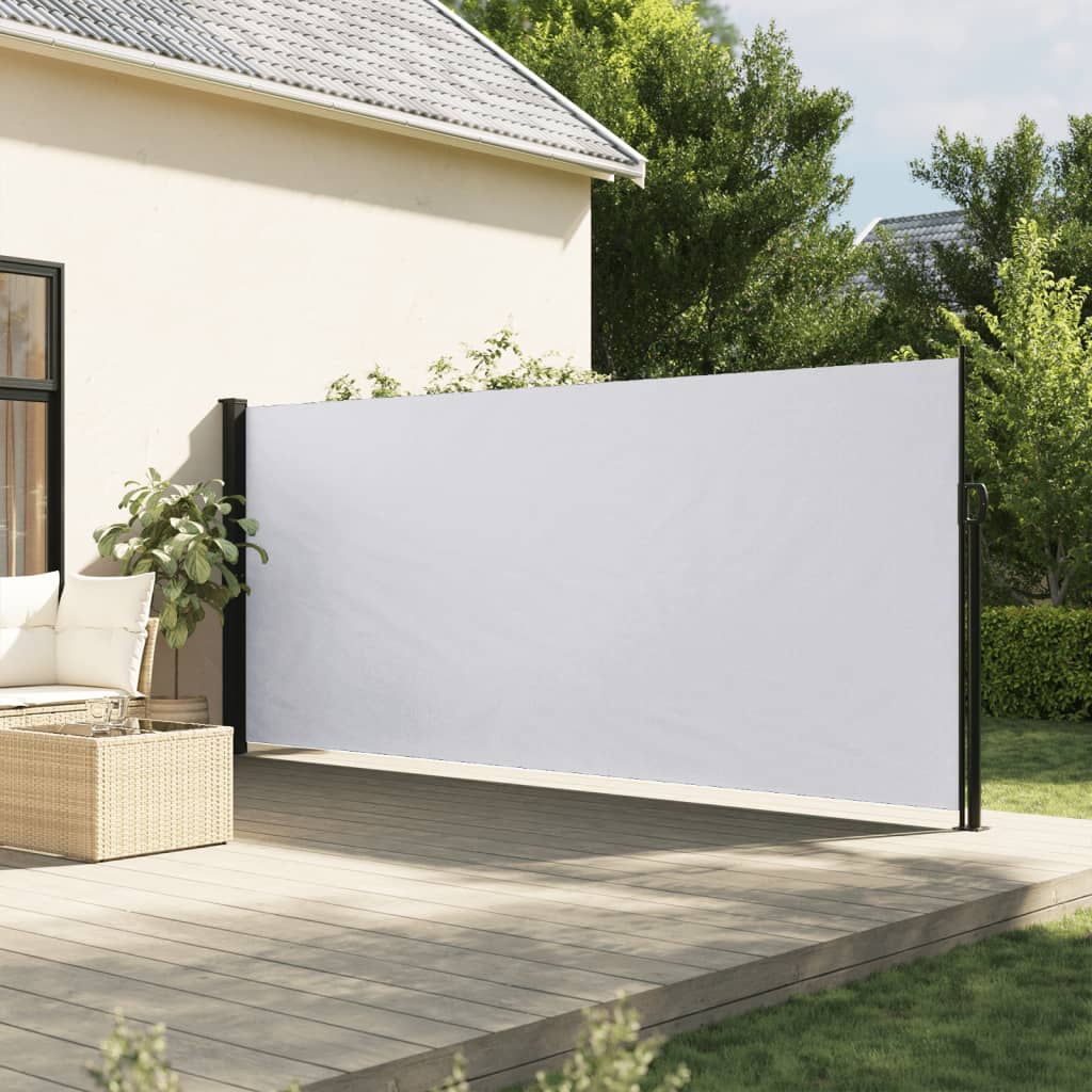 Uttrekkbar sidemarkise hvit 170x300 cm