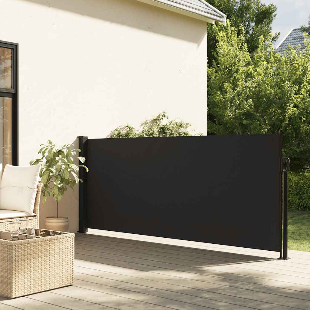 Uttrekkbar sidemarkise svart 140x500 cm