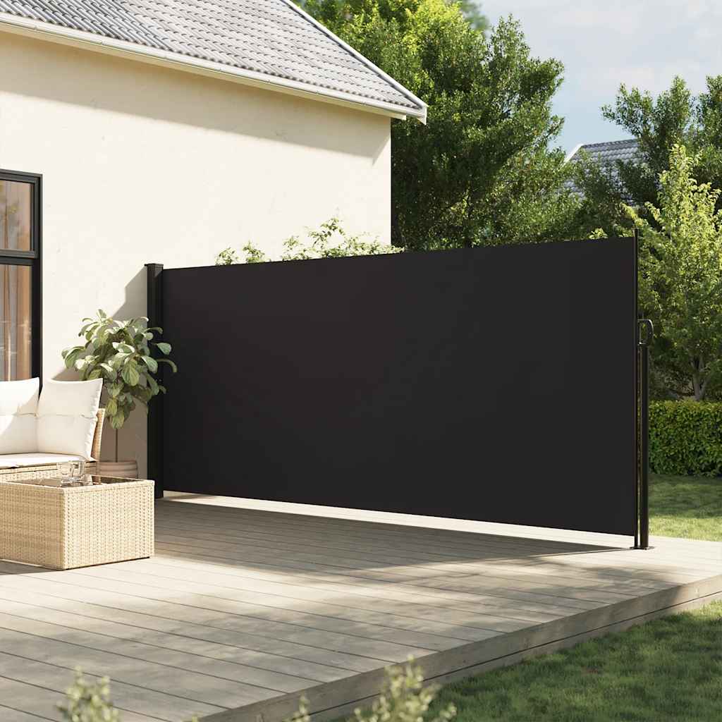Uttrekkbar sidemarkise svart 180x500 cm