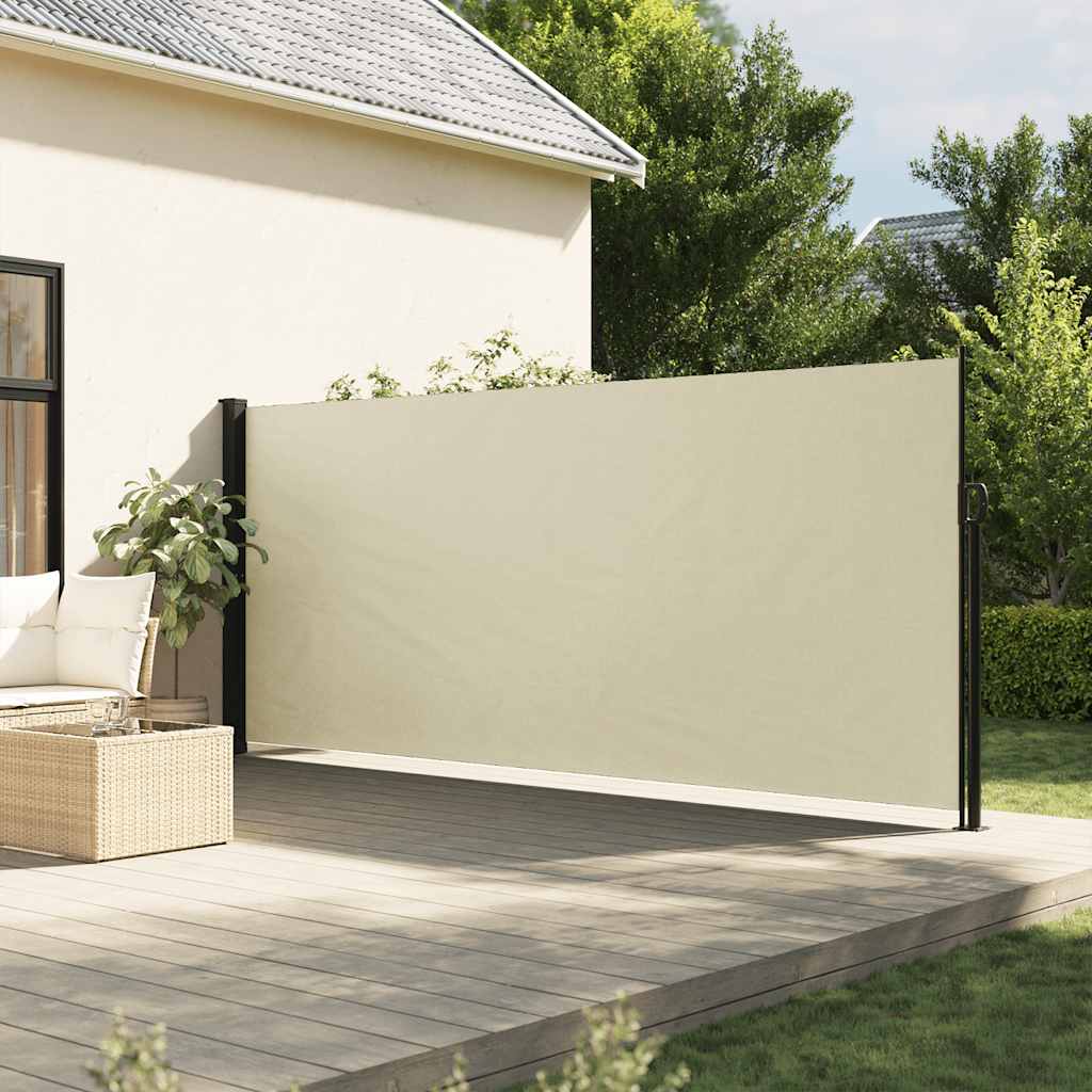 Uttrekkbar sidemarkise kremhvit 180x500 cm