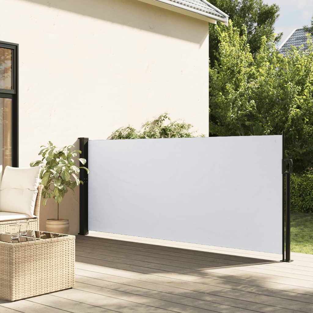 Uttrekkbar sidemarkise hvit 120x600 cm