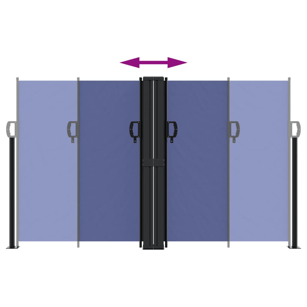 Uttrekkbar sidemarkise 140x600 cm blå