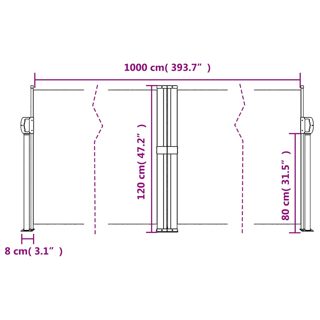 Uttrekkbar sidemarkise 120x1000 cm antrasitt vidaXL