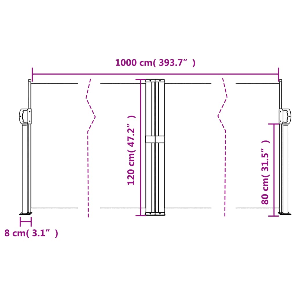 Uttrekkbar sidemarkise 120x1000 cm brun