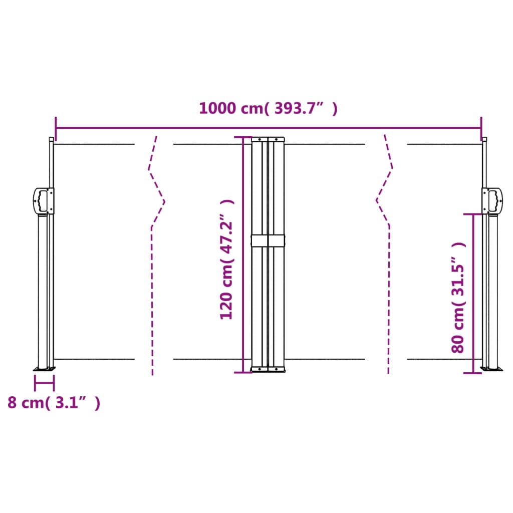 Uttrekkbar sidemarkise 120x1000 cm beige