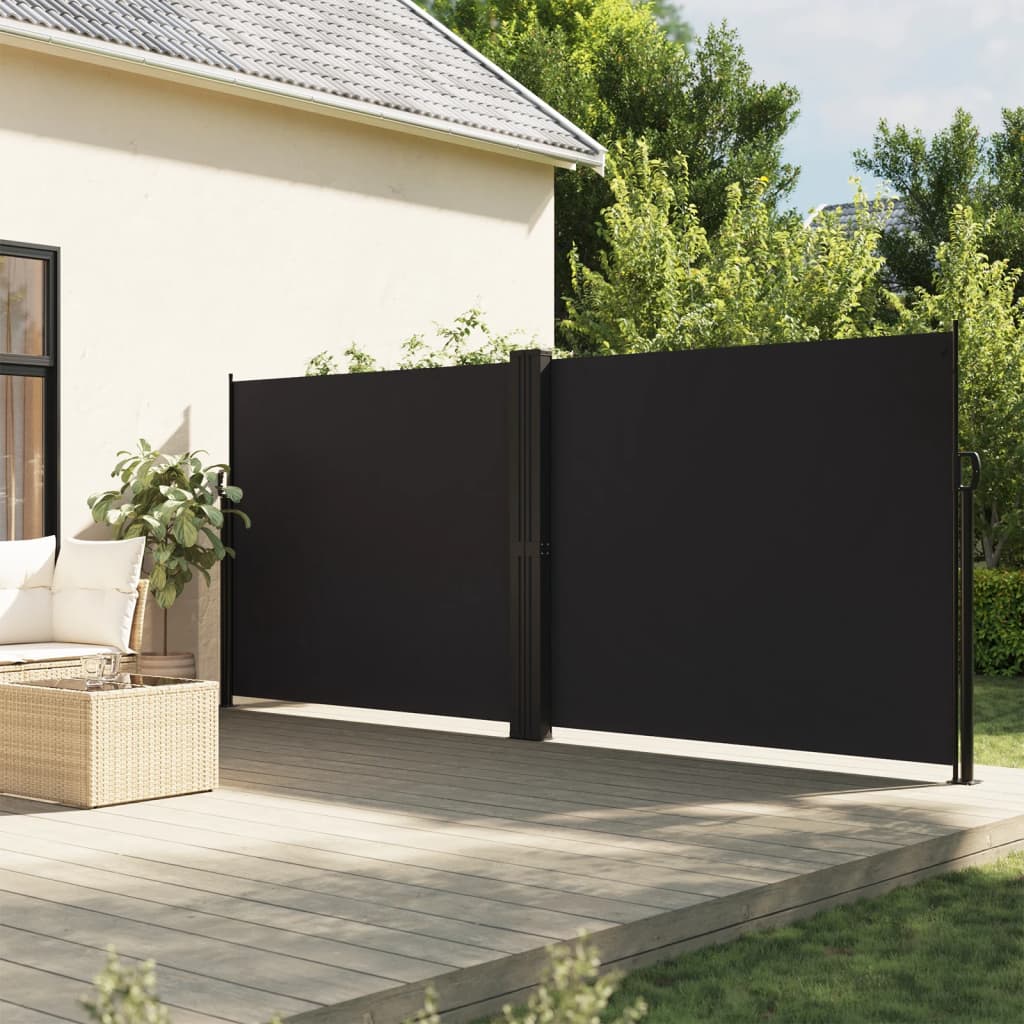 Uttrekkbar sidemarkise 160x1000 cm svart