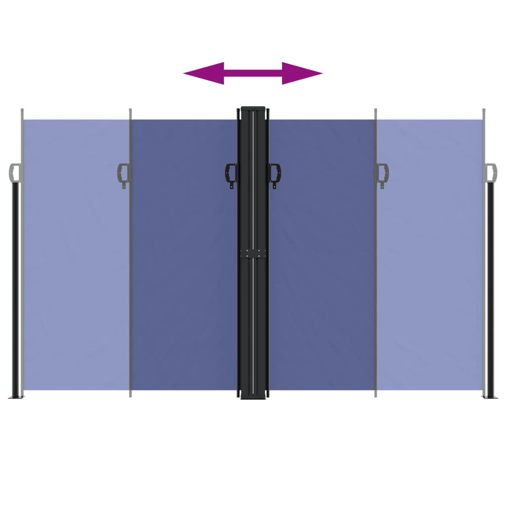 Uttrekkbar sidemarkise 200x1000 cm blå