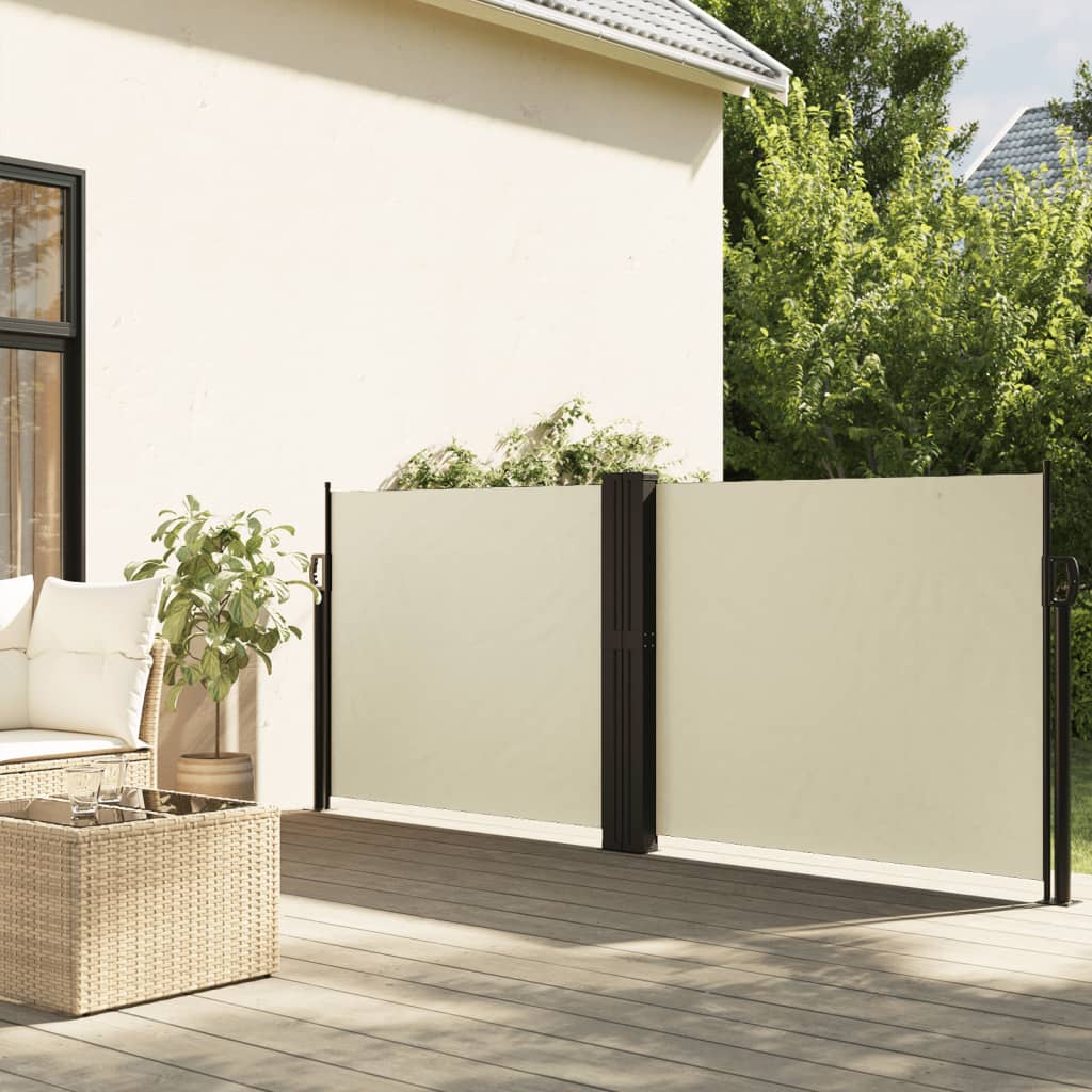 Uttrekkbar sidemarkise kremhvit 120x1200 cm