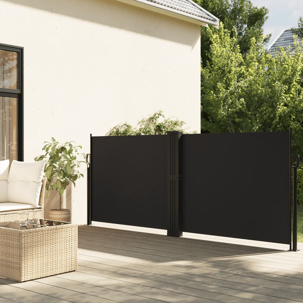 Uttrekkbar sidemarkise svart 140x1200 cm