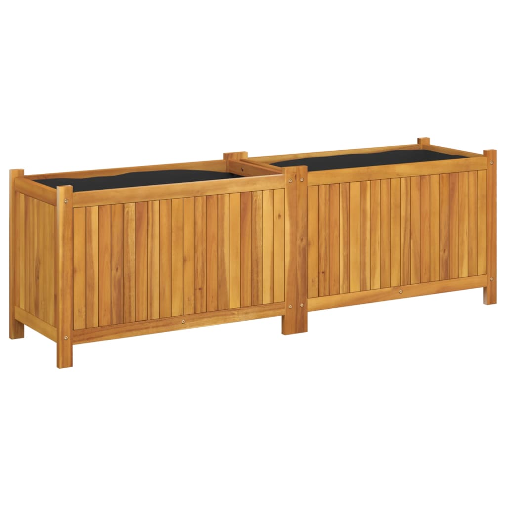 Plantekasse med foring 153x38,5x50 cm helte akasie vidaXL
