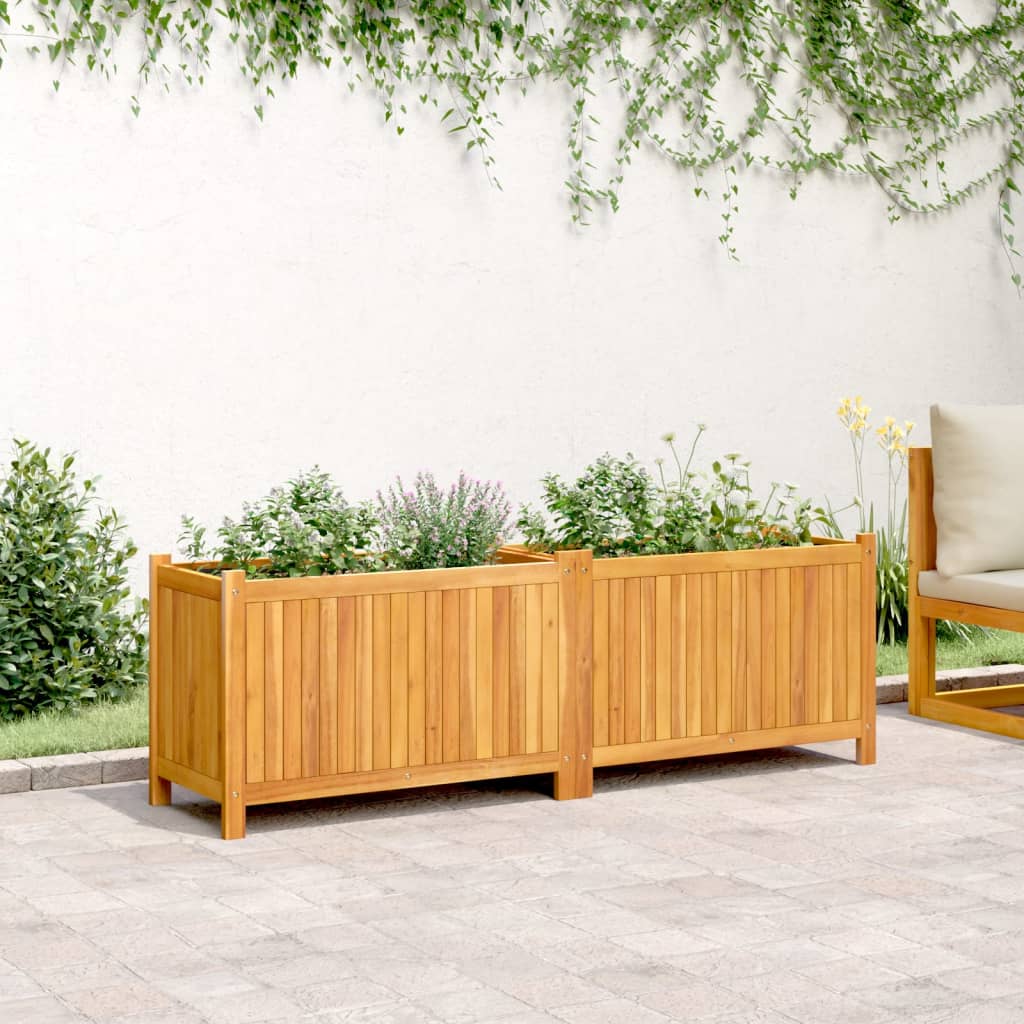 Plantekasse med foring 153x38,5x50 cm helte akasie vidaXL