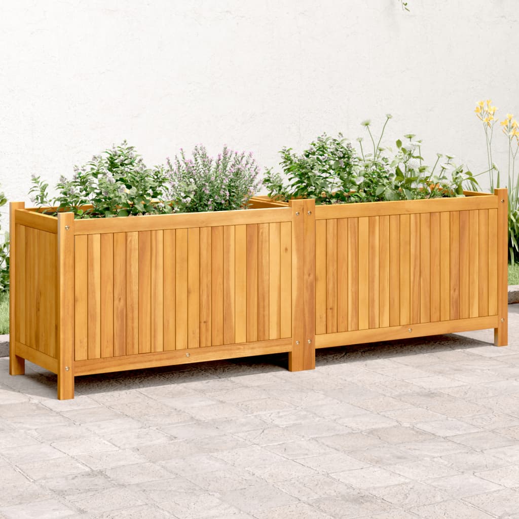 Plantekasse med foring 153x38,5x50 cm helte akasie vidaXL