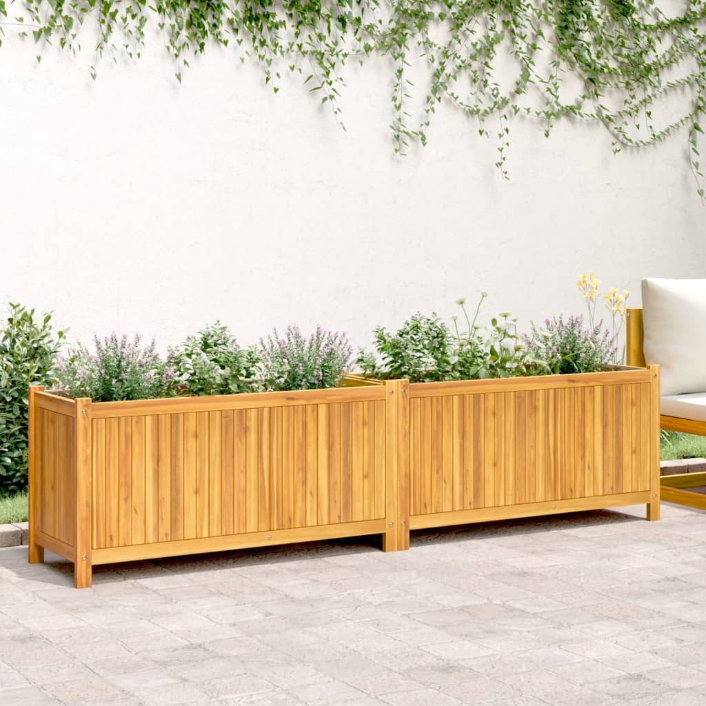Plantekasse med foring 199x38,5x50 cm helte akasie vidaXL