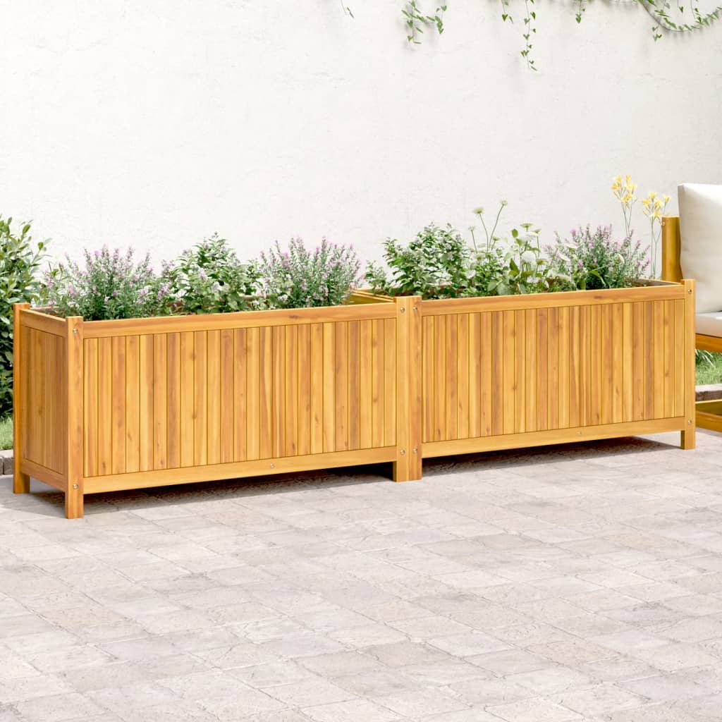 Plantekasse med foring 199x38,5x50 cm helte akasie vidaXL