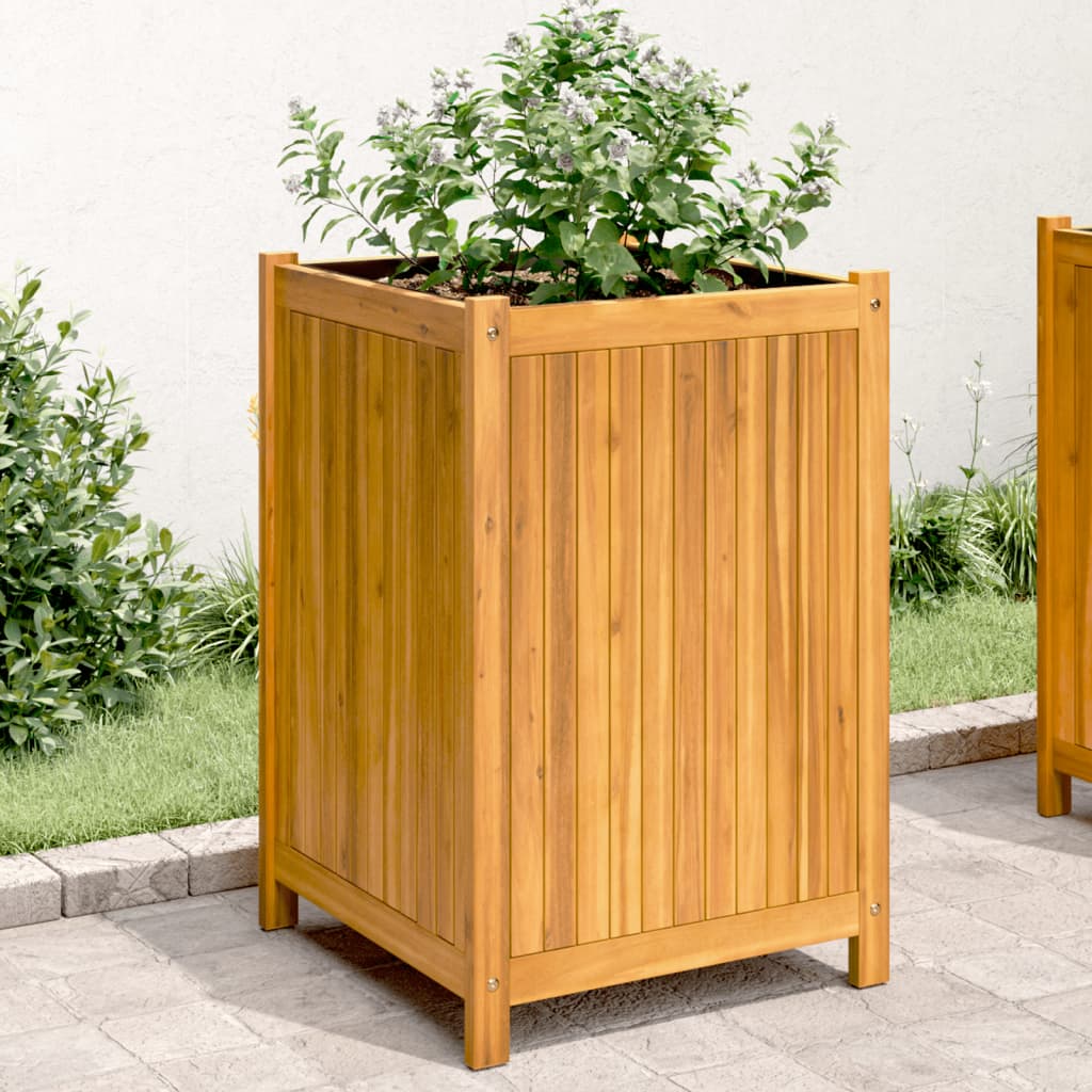 Plantekasse med foring 50x50x75 cm helte akasie vidaXL