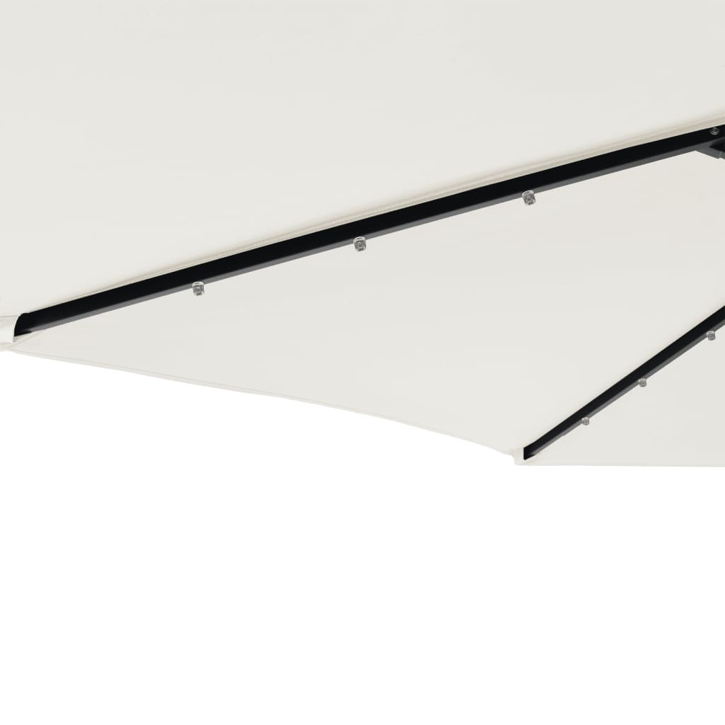 Hageparasoll med LED og stålstang hvit 225x225x212 cm vidaXL