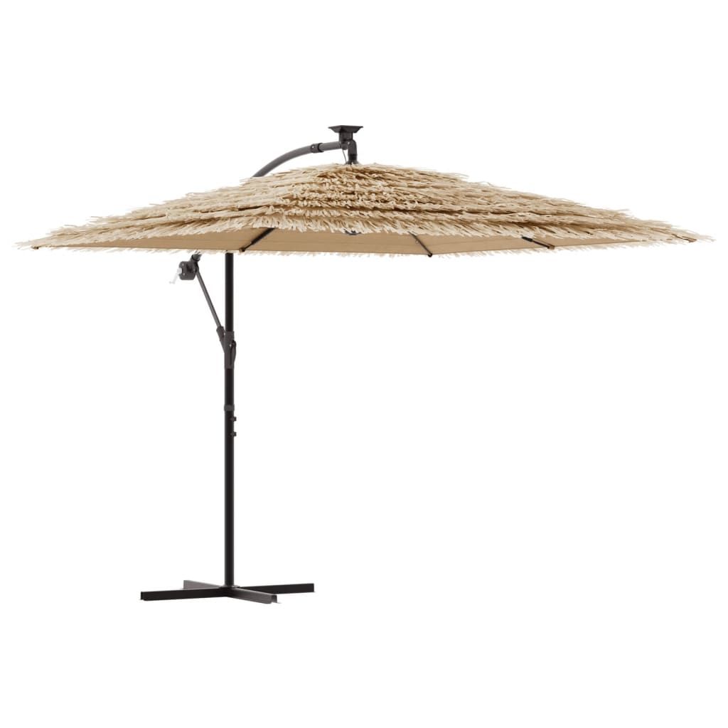 Hageparasoll med LED med stålstang brun 246x246x230 cm vidaXL