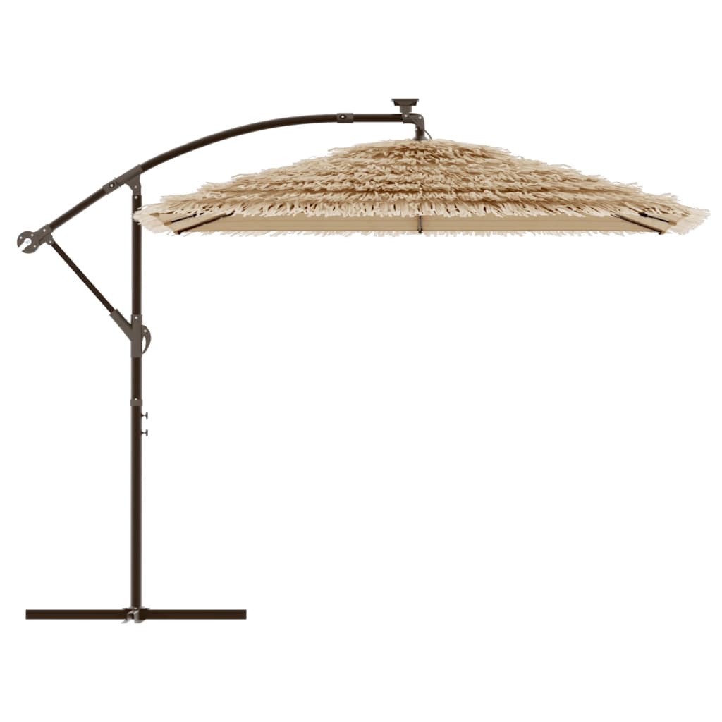 Hageparasoll med LED med stålstang brun 246x246x230 cm vidaXL