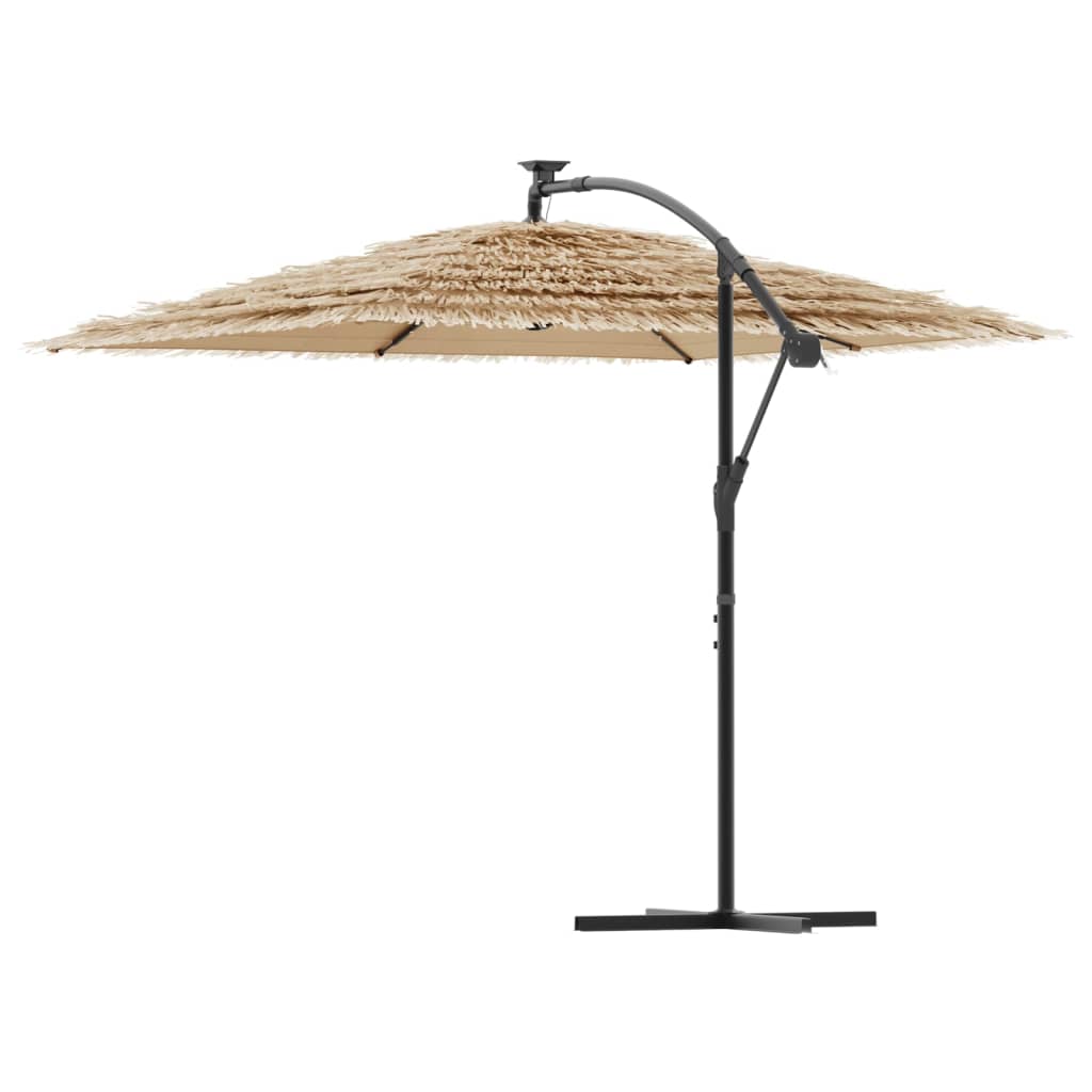 Hageparasoll med LED med stålstang brun 246x246x230 cm vidaXL