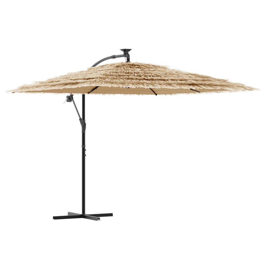 Hageparasoll med LED med stålstang brun 269x269x235 cm vidaXL
